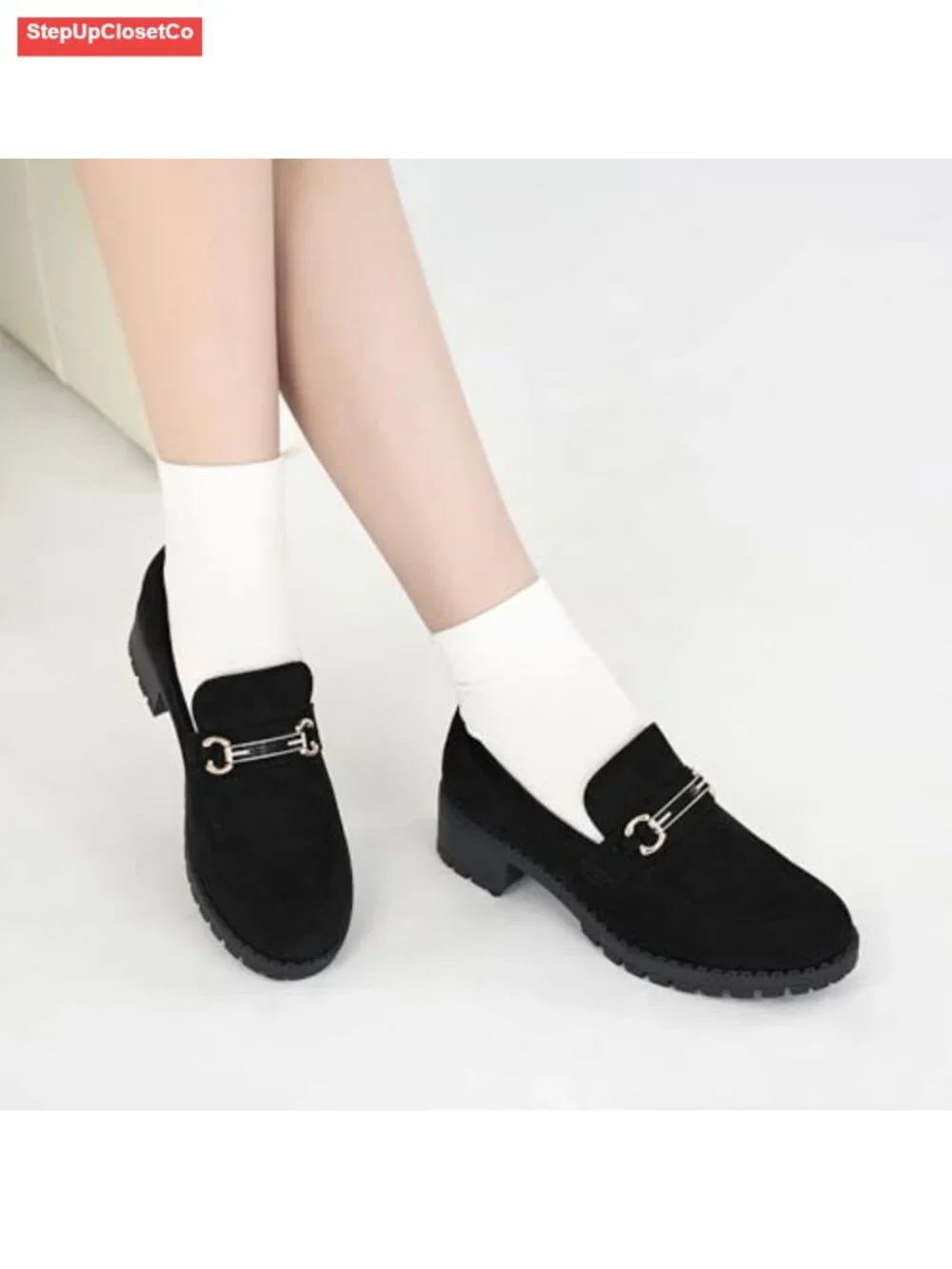 Suede Platform Loafers for Women Chunky Penny Slip On Dress Work Shoes